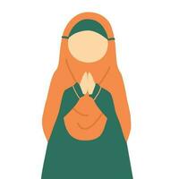 linda musulmán niña vistiendo hijab vector