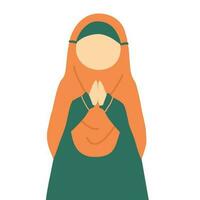 Cute muslim girl wearing hijab vector