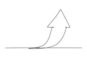 Single one line drawing growing arrow up. Success business concept. Continuous line draw design graphic vector illustration.