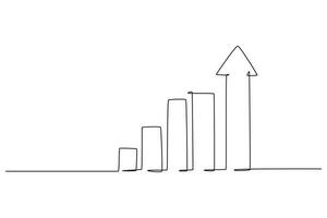 Single one line drawing rising bar graph. Success business concept. Continuous line draw design graphic vector illustration.