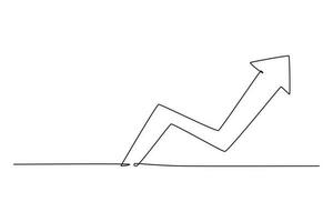 Single one line drawing growing arrow up. Success business concept. Continuous line draw design graphic vector illustration.