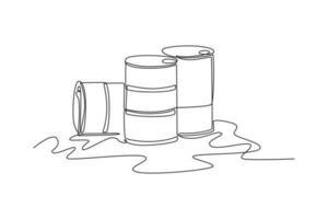 Continuous one line drawing waste oil. World environment day concept. Single line draw design vector graphic illustration.