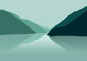 beautiful lake and mountains vector illustration design