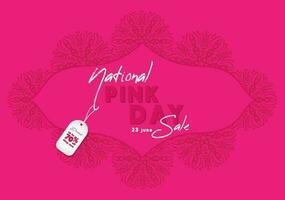 Banner for National Pink Day. Design in white and pink color with round abstract ornament. Can be add text. vector