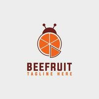 Bee fruit logo design, bee and fruit logo template inspiration vector