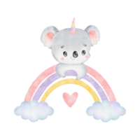 süß Aquarell Koala Regenbogen png