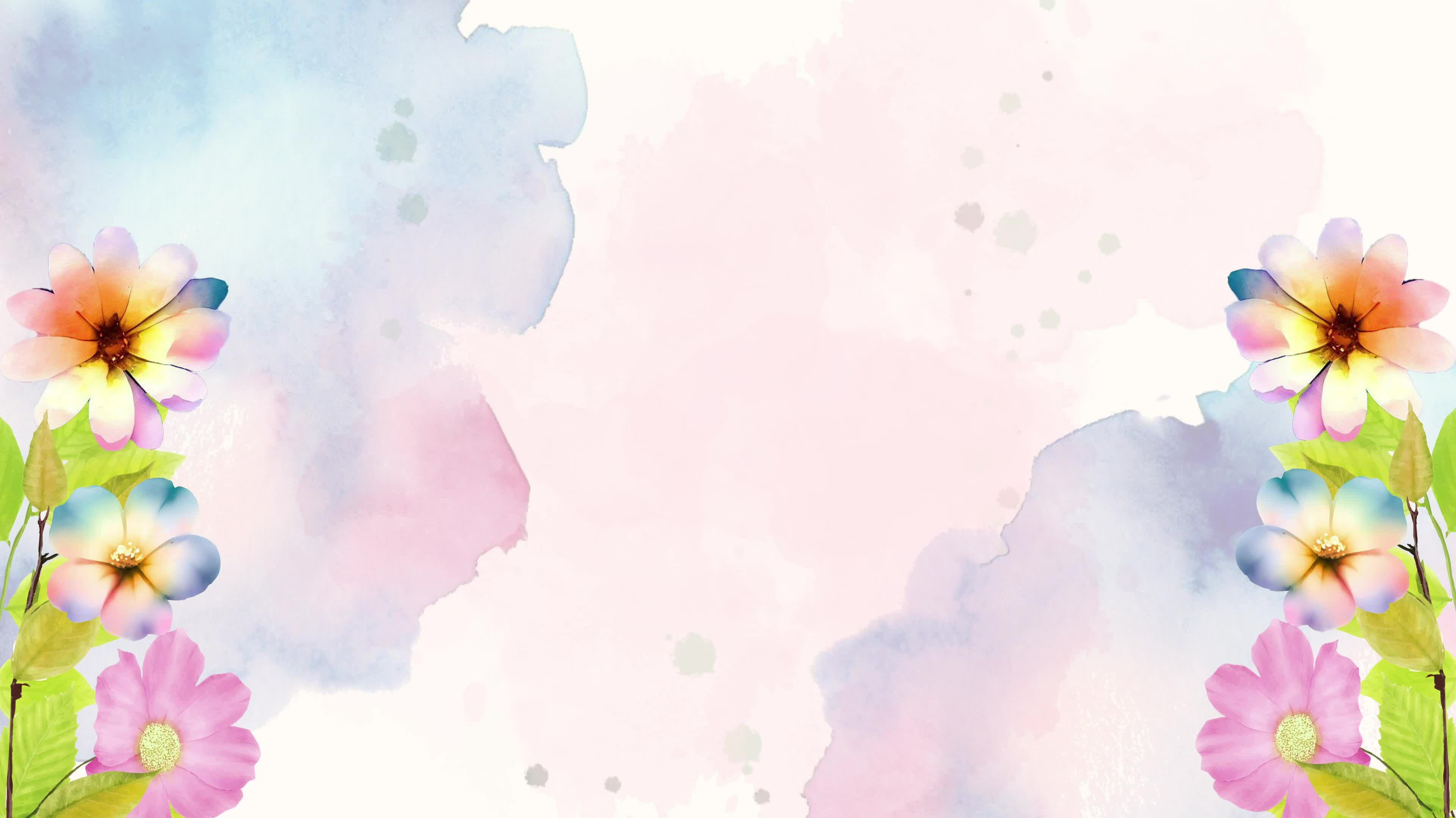 Watercolor beautiful floral bloom animation of colorful flowers banner
