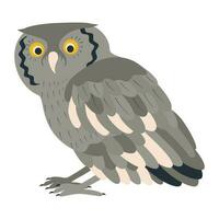 Cute, cartoon owl bird. Flat vector illustration.