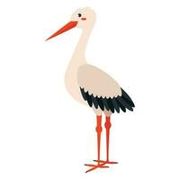 Cute, cartoon stork bird. Flat vector illustration.