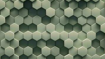 Abstract background of pulsing grey hexagons in wall. 3d loop video