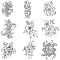 Vector illustration of decorative corner frame set. Set Hand Draw of Corners Different Shapes Flower Decoration Vector Design Doodle Sketch Style For Wedding And Banner