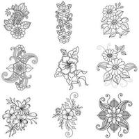 Vector illustration of decorative corner frame set. Set Hand Draw of Corners Different Shapes Flower Decoration Vector Design Doodle Sketch Style For Wedding And Banner