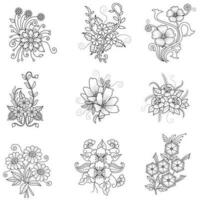 Vector illustration of decorative corner frame set. Set Hand Draw of Corners Different Shapes Flower Decoration Vector Design Doodle Sketch Style For Wedding And Banner