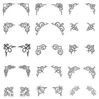 Vector illustration of decorative corner frame set. Set Hand Draw of Corners Different Shapes Flower Decoration Vector Design Doodle Sketch Style For Wedding And Banner