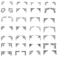 Vector illustration of decorative corner frame set. Set Hand Draw of Corners Different Shapes Flower Decoration Vector Design Doodle Sketch Style For Wedding And Banner