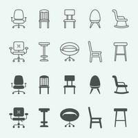 vector illustration of chair isolated icon set.