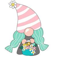 Spring gnome with flower basket vector