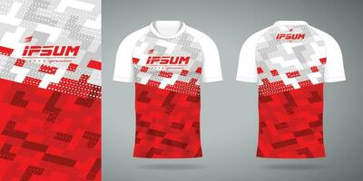 rojo blanco jersey deporte uniforme camisa diseño modelo vector