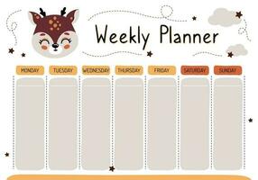 Planner for mom. Weekly planner, wish list, to-do list in cartoon flat style with cute animals. A set of digital prints. vector