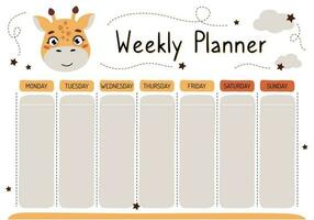 Planner for mom. Weekly planner, wish list, to-do list in cartoon flat style with cute animals. A set of digital prints. vector