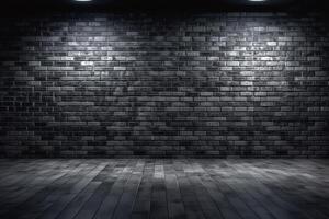 The interiors design of empty room and black brick wall pattern background. photo