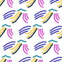 Seamless color pattern of linear doodle squiggles. vector