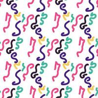 Seamless color pattern of linear doodle squiggles. vector