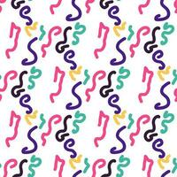 Seamless color pattern of linear doodle squiggles. vector