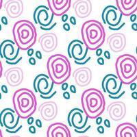 Seamless color pattern of linear doodle squiggles. vector