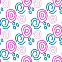 Seamless color pattern of linear doodle squiggles. vector