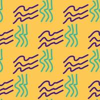 Seamless color pattern of linear doodle squiggles. vector