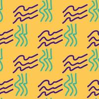 Seamless color pattern of linear doodle squiggles. vector