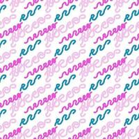 Seamless color pattern of linear doodle squiggles. vector