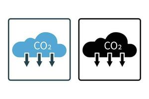 carbón dióxido emisiones icono ilustración. icono relacionado a global calentamiento, co2 sólido icono estilo. sencillo vector diseño editable