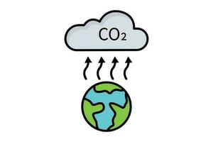 Atmospheric pollution icon illustration. icon related to global warming, CO2. Flat line icon style, lineal color. Simple vector design editable