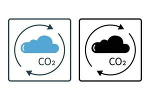 Carbon dioxide icon illustration. icon related to global warming, CO2. Solid icon style. Simple vector design editable