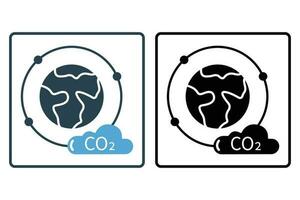 Atmospheric pollution icon illustration. icon related to global warming, CO2. Solid icon style. Simple vector design editable