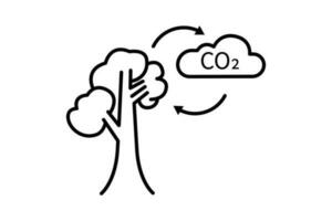 reduciendo co2 emisiones icono relacionado a global calentamiento, detener clima cambiar, co2 línea icono estilo. sencillo vector diseño editable