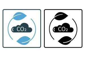 Carbon dioxide emission reduction icon illustration. icon related to global warming, CO2. Solid icon style. Simple vector design editable