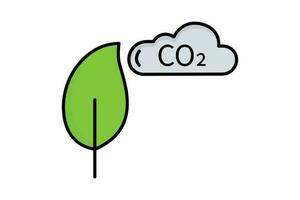 reduciendo co2 emisiones icono relacionado a global calentamiento, detener clima cambiar, co2 plano línea icono estilo, lineal color. sencillo vector diseño editable