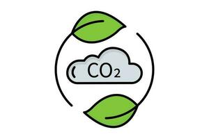 Carbon dioxide emission reduction icon illustration. icon related to global warming, CO2. Flat line icon style, lineal color. Simple vector design editable