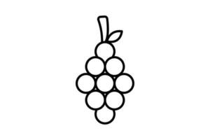 Grapes fruit icon illustration. icon related to fruits. Line icon style. Simple vector design editable