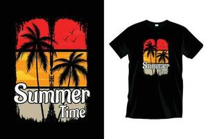 Summer time. California Ocean side stylish t-shirt and trendy apparel design with palm tree silhouettes, typography, print, and vector illustration. Summer Vacation t-shirt design vector