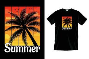 Summer California Ocean side stylish t-shirt and apparel trendy design with palm trees silhouettes, typography, print, vector illustration. Summer Vacation t shirt design vector.