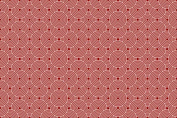 Chinese and Japanese seamless pattern on red background. Lunar new year background. Rounded texture geometric pattern .