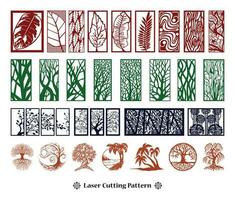 Set of Decorative tree laser cut panels vector