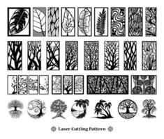 Set of Decorative tree laser cut panels vector