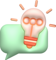 illustration 3D, light bulb and speech Concept talk exchange ideas. png