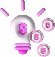 illustration 3d light bulb and money dollar Idea concept of making money or saving money. png