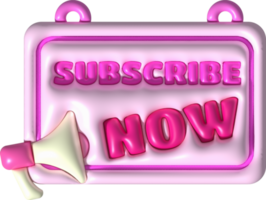 illustration 3D subscribe icon. Subscribe button. 3D element. png